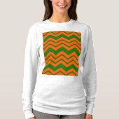 Orange Grüne Chevron-Zickzack-Design T-Shirt (Vorderseite)