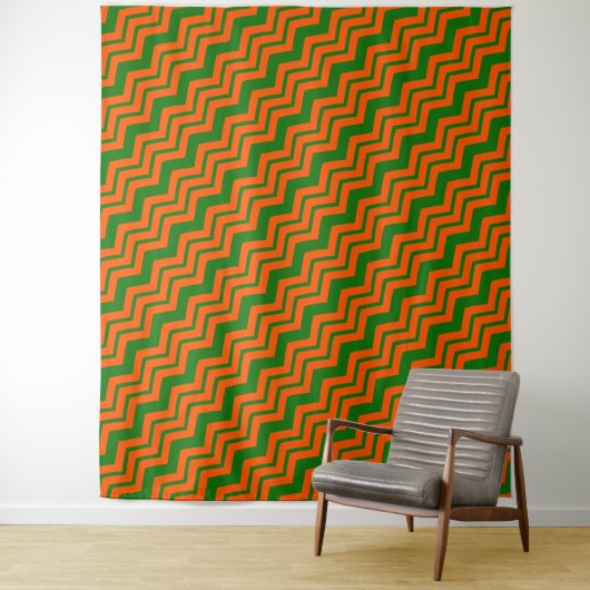 Orange Grüne Chevron-Zickzack-Design Wandteppich (Beispiel)