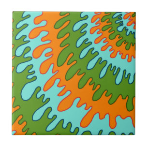 Orange Grüne Flüssigkeit Tropfen Abstract Streifen Fliese