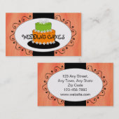 Orange grüne Hochzeitstorte-Bäckerei-Visitenkarten Visitenkarte (Vorne/Hinten)