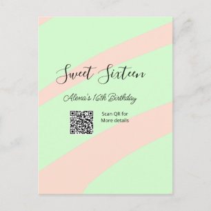 Orange grüne Pastellfarbe  QR  Sweet Sixteen Gebur Postkarte