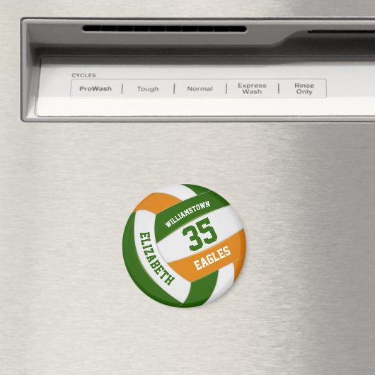 Orange grüne Schulfarben Mannschaft Name Volleybal Magnet (In Situ (Geschirrspüler))