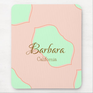 Orange grüner Pastell Boho füge Namen Ort rustikal Mousepad
