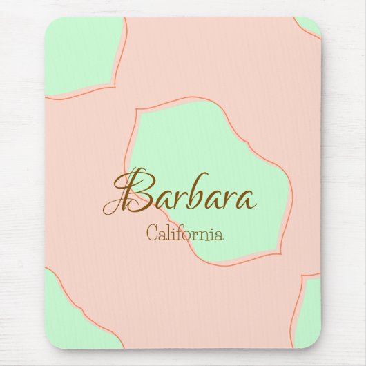 Orange grüner Pastell Boho füge Namen Ort rustikal Mousepad (Vorne)