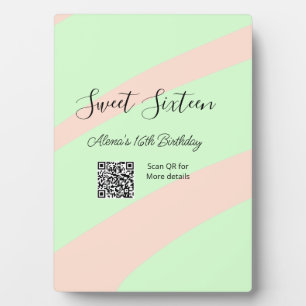 Orange grüner Pastell QR Sweet Sixteen Geburtstag Fotoplatte