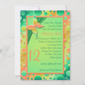 Orange, grüner Polka Dot gestreifter Bat Mitzvah E Einladung (Vorderseite)