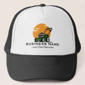 Orange Grüner Rasenmähservice Truckerkappe (Vorderseite)