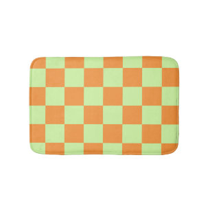Orange Grünes Zitrus-Karo im Gingham-Muster Badematte