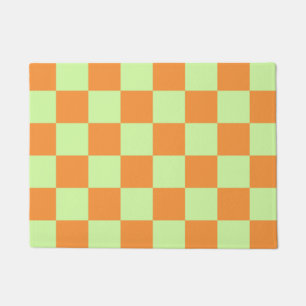 Orange Grünes Zitrus-Karo-Karo-Muster Fußmatte