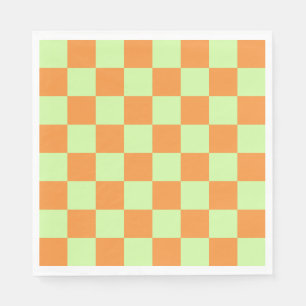 Orange Grünes Zitrus-Karo-Karo-Muster Serviette