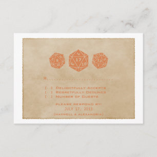 Orange Grunge D20 Dice Gamer RSVP Card CUSTOMDATE Karte