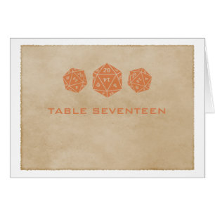 Orange Grunge D20 Dice Gamer Tischnummer Card