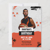 Orange Grunge Foto Geburtstag Einladung (Vorderseite)