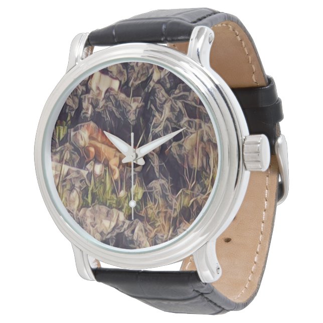 Orange Guana Art Armbanduhr (Schrägansicht)