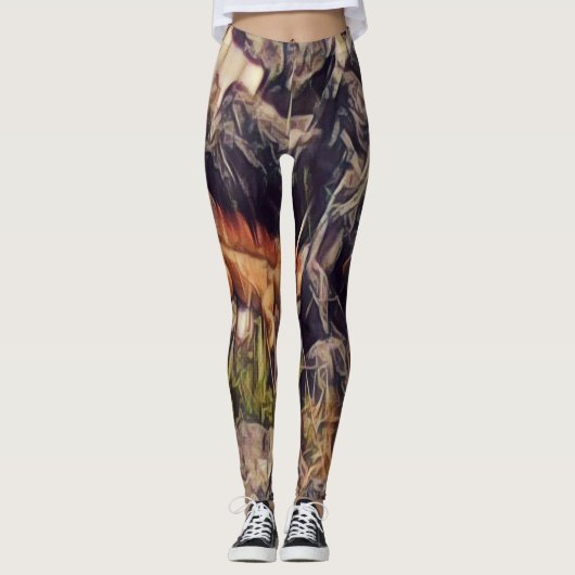 Orange Guana Art Leggings (Vorderseite)
