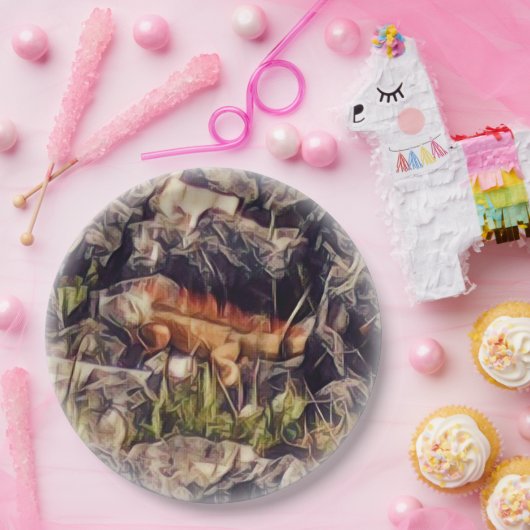 Orange Guana Art Pappteller (Party)