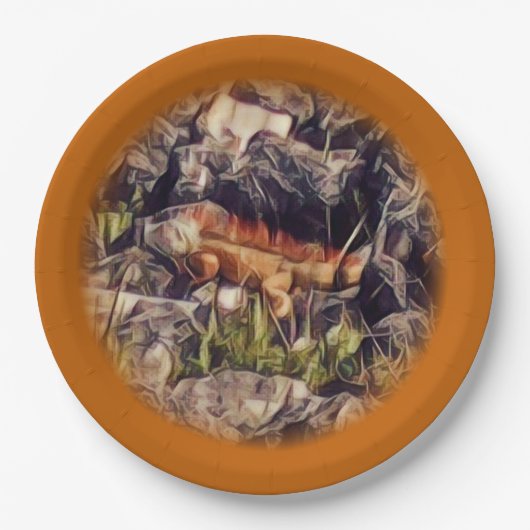 Orange Guana Art Pappteller (Vorderseite)