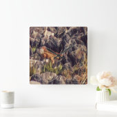 Orange Guana Art Quadratische Wanduhr (Zuhause)