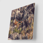 Orange Guana Art Quadratische Wanduhr (Winkel)