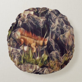 Orange Guana Art Rundes Kissen