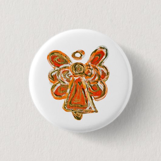 Orange Guardian Angel Custom Holiday Button Button (Vorderseite)