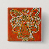 Orange Guardian Angel Custom Holiday Button Button (Vorderseite)