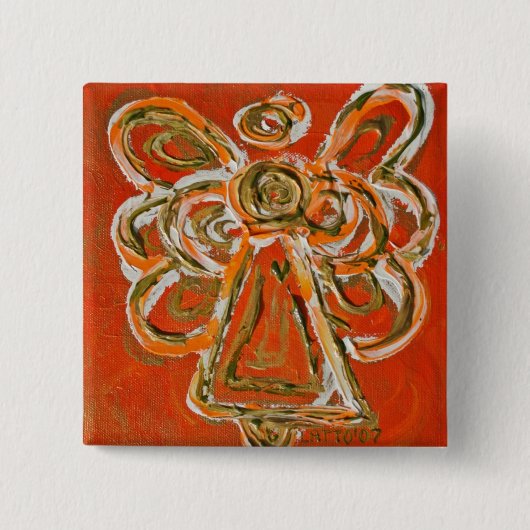 Orange Guardian Angel Custom Holiday Button Button (Vorderseite)
