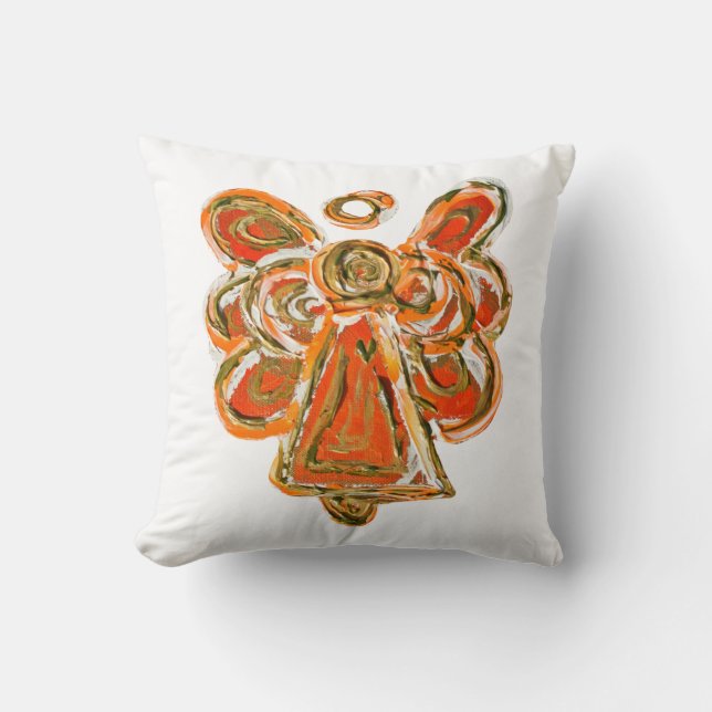 Orange Guardian Angel Decorative Art Throw Kissen (Vorderseite)