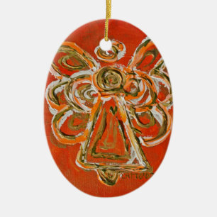 Orange Guardian Angel Keramik Ornament