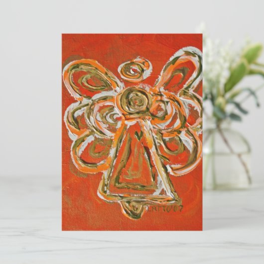 Orange Guardian Engel Custom Einladung oder Einlad (Stehend Vorderseite)