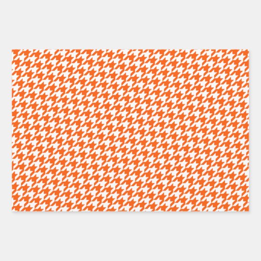 Orange Hahnentrittmuster Monogram Polka Dot Geschenkpapier Set (Vorderseite)