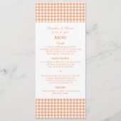 Orange Hahnentrittmuster Wedding Menu Menükarte (Vorderseite)