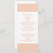 Orange Hahnentrittmuster Wedding Menu Menükarte (Vorne/Hinten)
