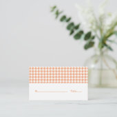Orange Hahnentrittmuster Wedding Platzkarte (Stehend Vorderseite)