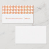 Orange Hahnentrittmuster Wedding Platzkarte (Vorne/Hinten)