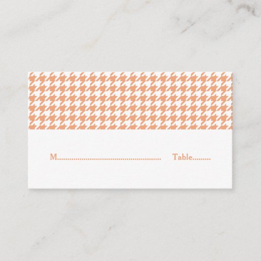 Orange Hahnentrittmuster Wedding Platzkarte (Vorderseite)