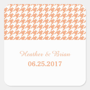 Orange Hahnentrittmuster Wedding Stickers
