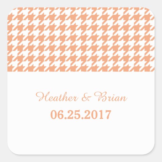 Orange Hahnentrittmuster Wedding Stickers (Vorderseite)