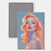 Orange Hair Button-Up Portrait Magnet (Vorderseite/Rückseite)