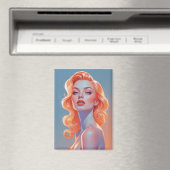 Orange Hair Button-Up Portrait Magnet (In Situ (Geschirrspüler))