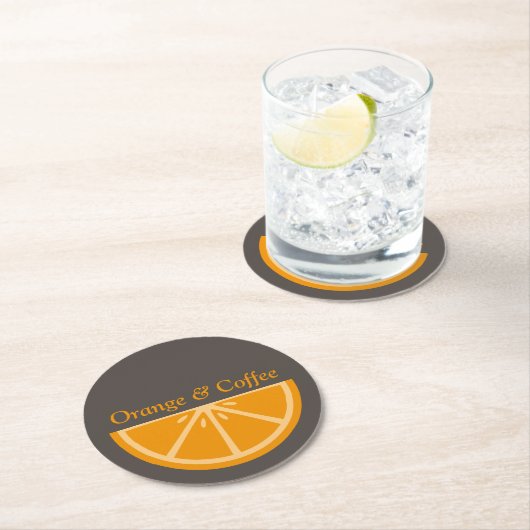 Orange Half Slice Runder Pappuntersetzer (Vor Ort)