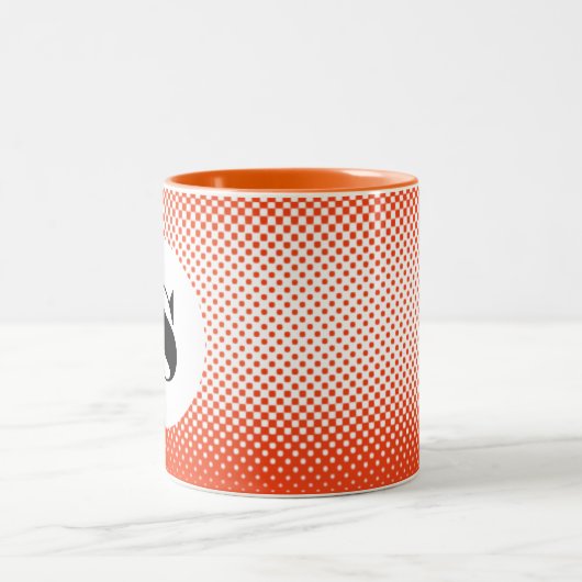 Orange Halftone Polka Dot Pattern Cup Zweifarbige Tasse (Mittel)