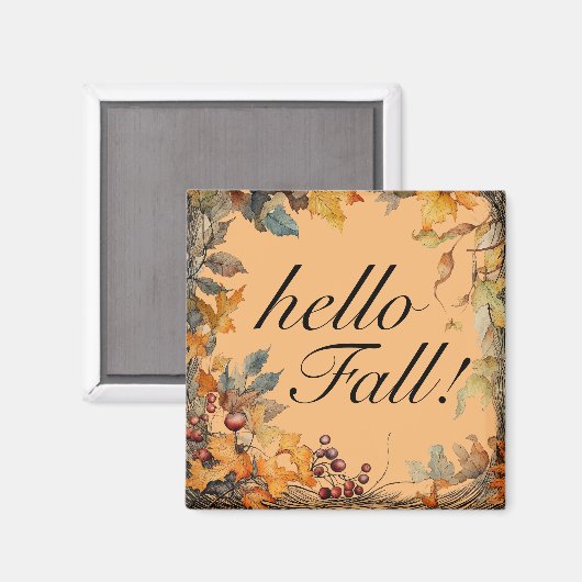Orange "Hallo Fall!" Herbstleaves Magnet (Vorderseite/Rückseite)
