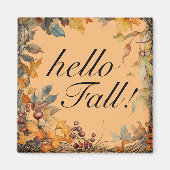 Orange "Hallo Fall!" Herbstleaves Magnet (Vorne)