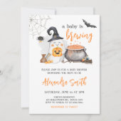 Orange Halloween Baby Brewing Baby Shower Einladung (Vorderseite)