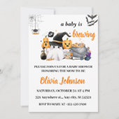 Orange Halloween Baby Brewing Baby Shower Einladung (Vorderseite)