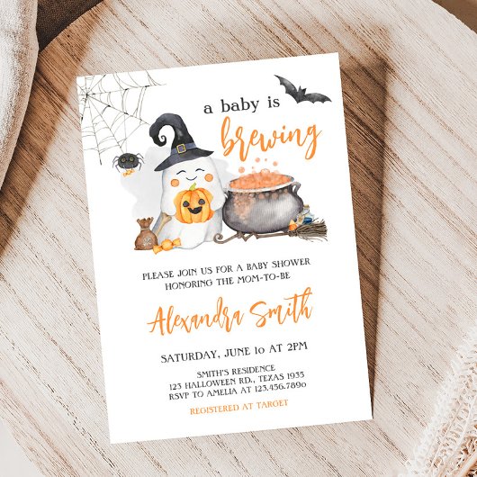 Orange Halloween Baby Brewing Baby Shower Einladung