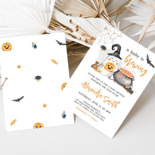 Orange Halloween Baby Brewing Baby Shower Einladung