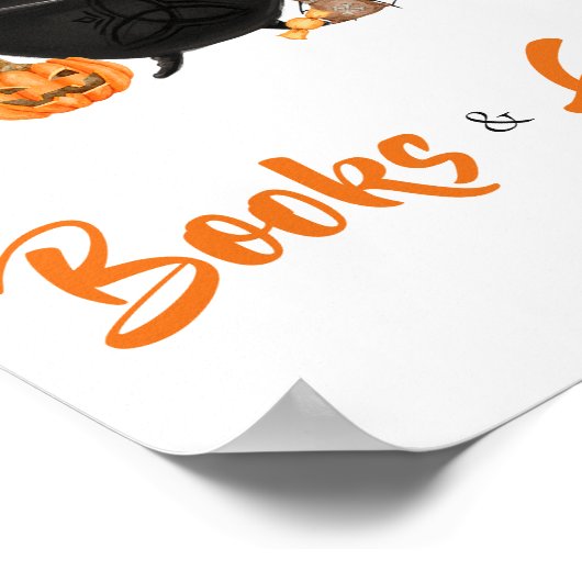 Orange Halloween Baby ist das Brauen von Büchern u Poster (Ecke)