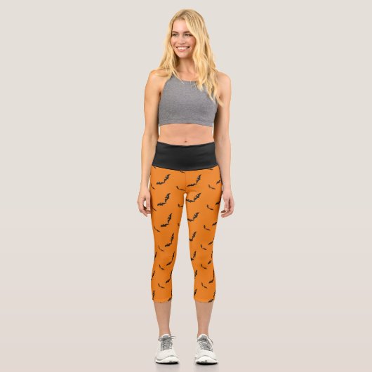 Orange Halloween/bat Capri Leggings (Vorderseite)